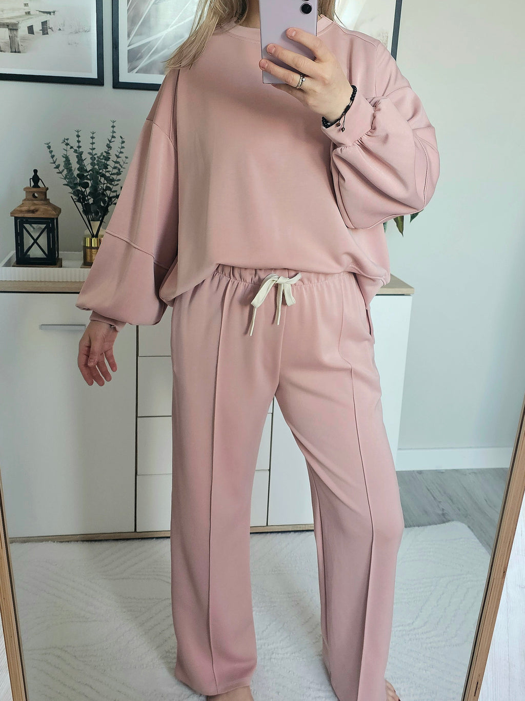 HIT !! Dres Azara – różowy komplet dresowy oversize SZEROKA NOGAWKA