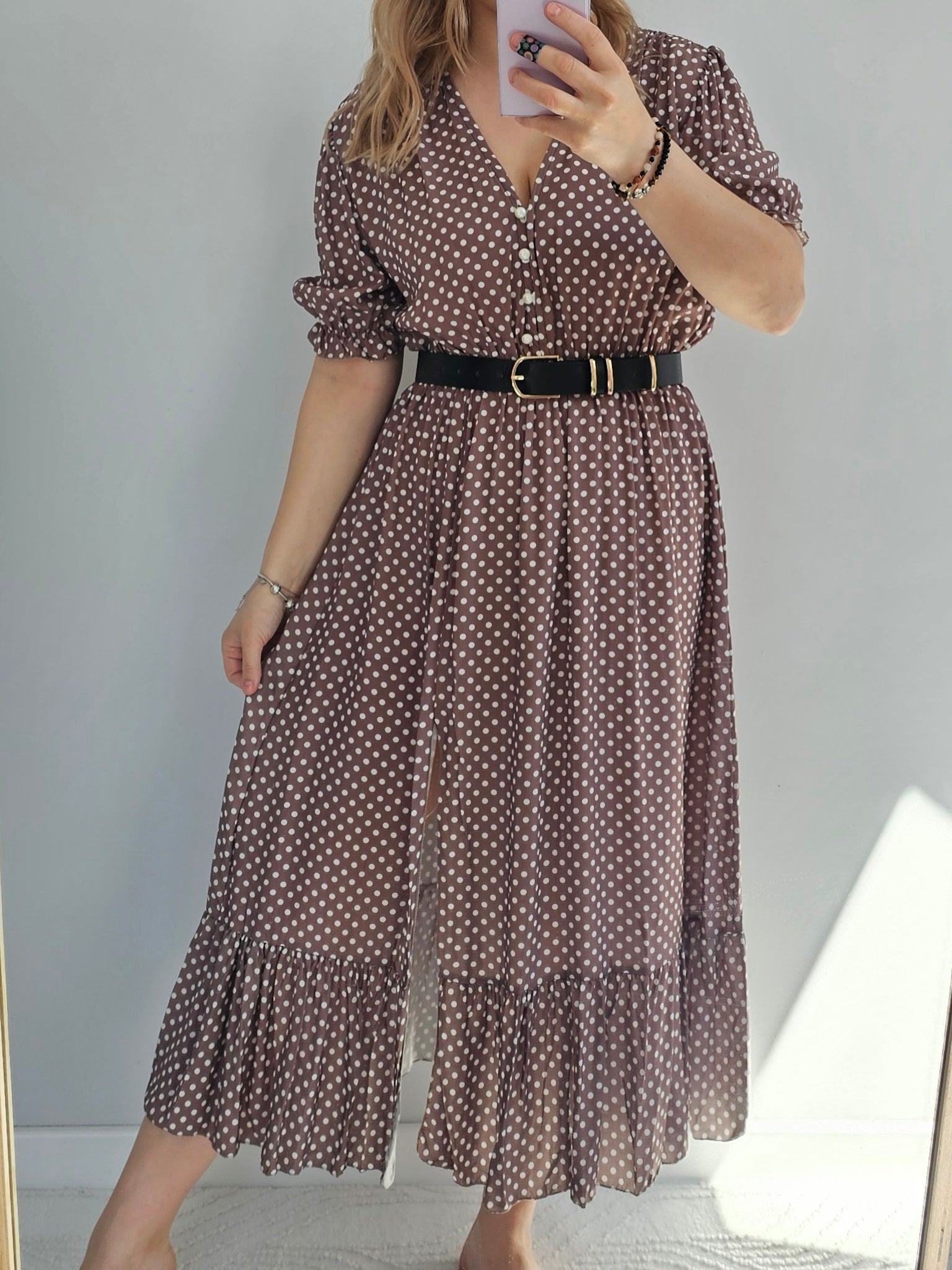 Sukienka Maxi Mokka Dots