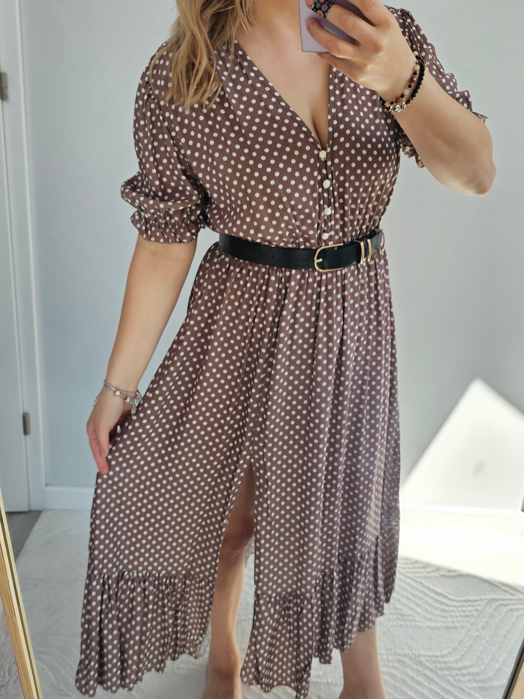 Sukienka Maxi Mokka Dots