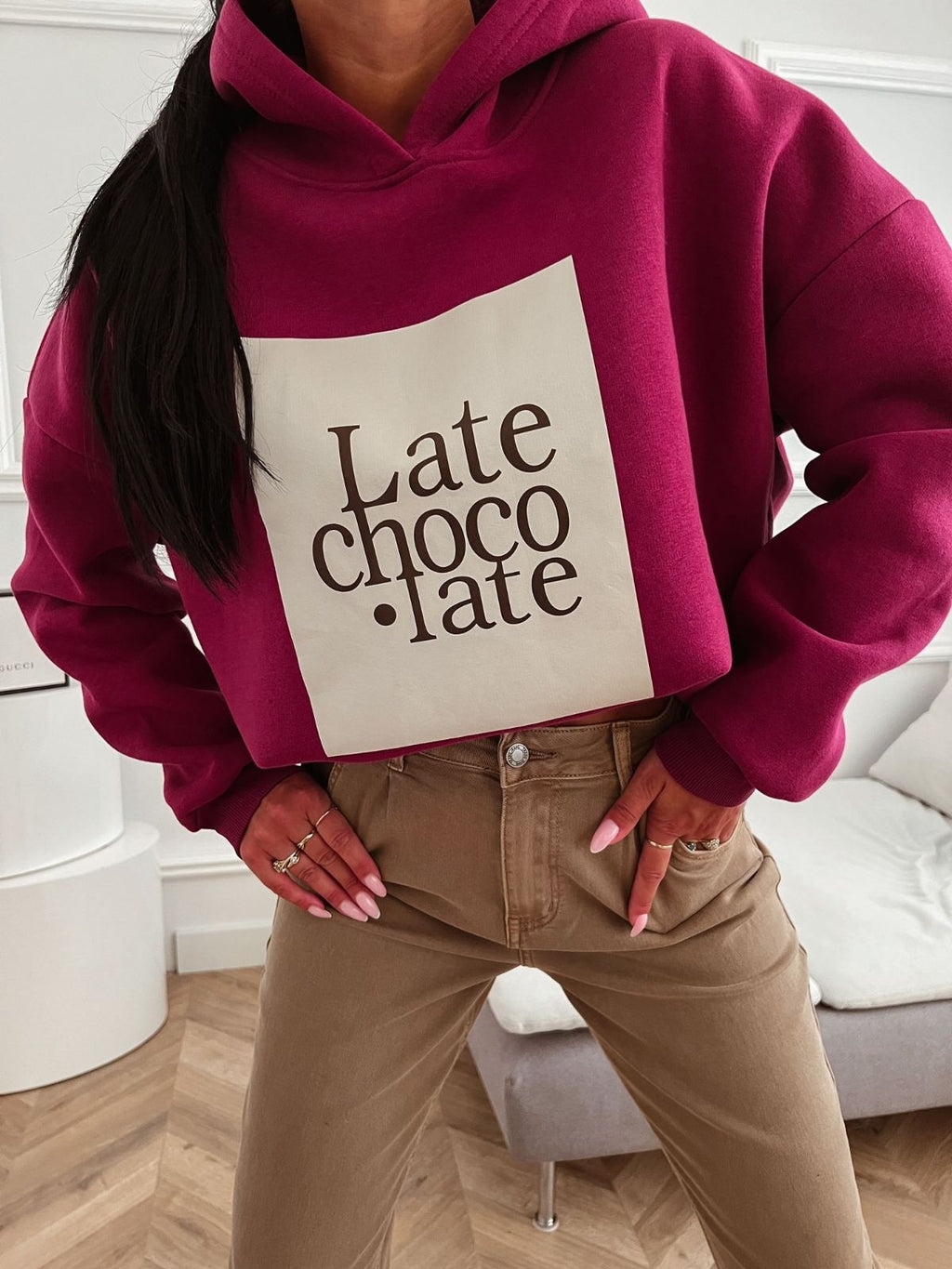 Bluza z kapturem Chocolate – Fuksja