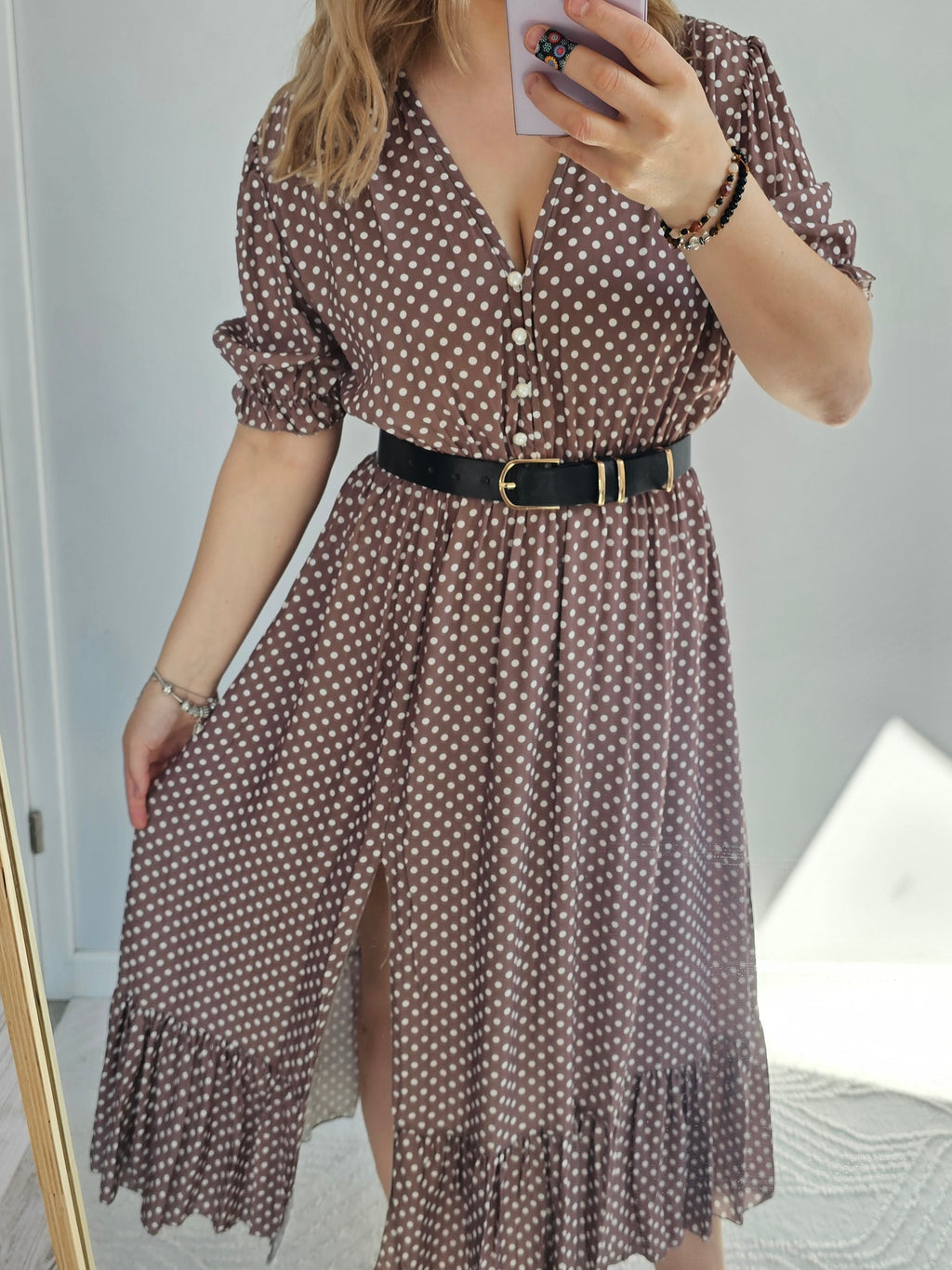 Sukienka Maxi Mokka Dots