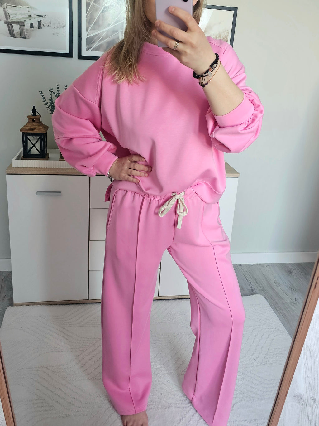 HIT !! Dres Azara – różowy komplet dresowy oversize SZEROKA NOGAWKA
