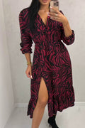 Sukienka midi Zebra Bordo