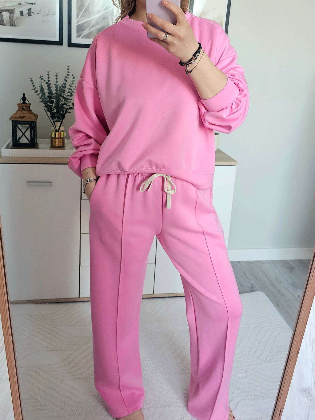HIT !! Dres Azara – różowy komplet dresowy oversize SZEROKA NOGAWKA