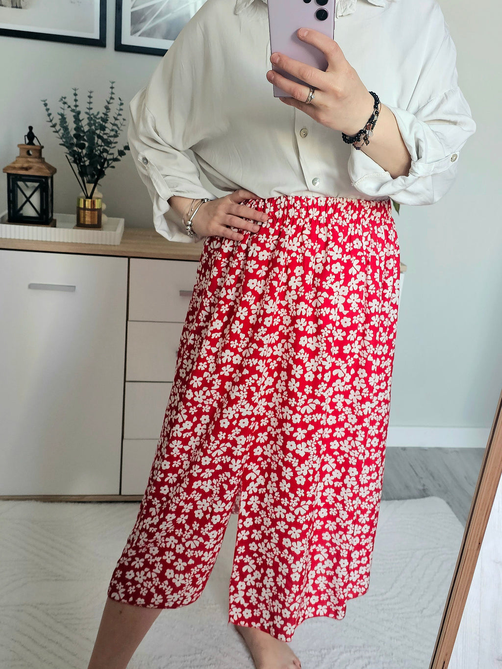 Wiskozowa Spódnica Daisy – czerwona w kwiaty